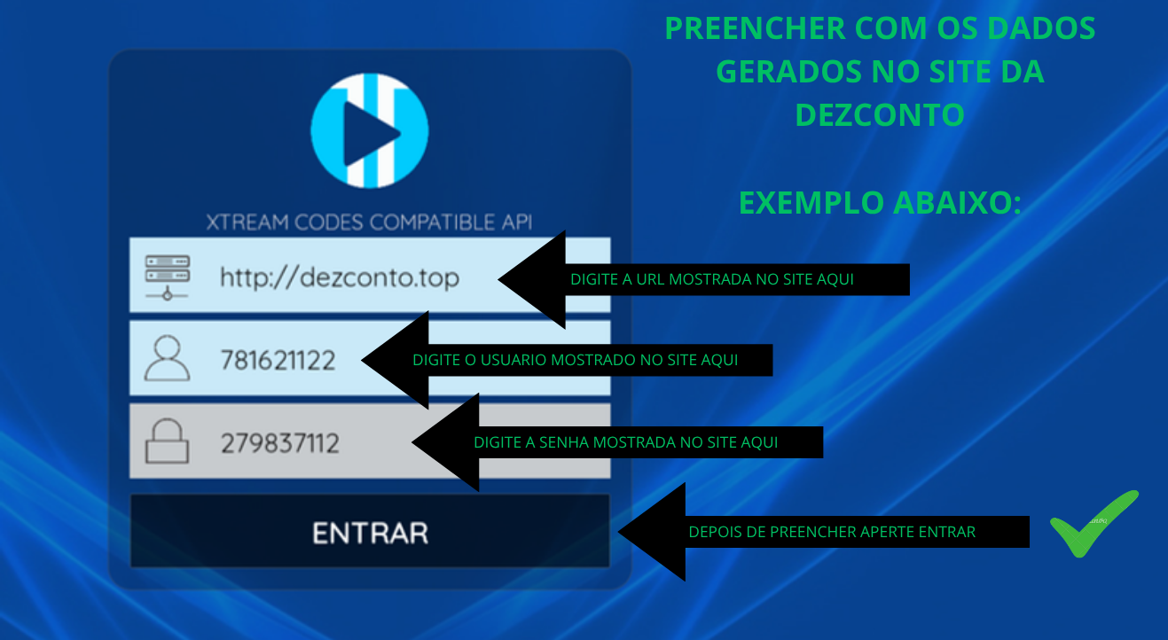 Preencha o aplicativo corretamente com os dados gerados no site da dezconto